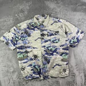 Columbia Men's XL Multi Color Hawaiian Button-Up Palm Trees Tropical Shirt